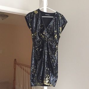 Antik batik black and gold dress